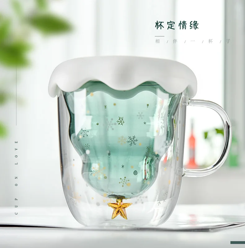 3D прозрачное двойное анти-обжигающее Стекло Рождественская елка звезда чашка кофе молоко сок чашка Детский Рождественский подарок Быстрая