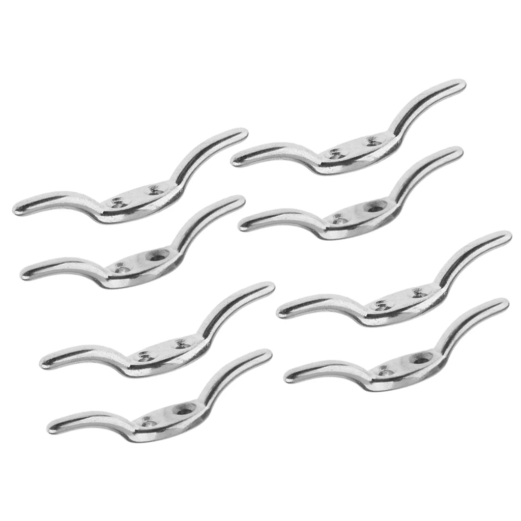 8 X Stainless Steel Rope Cleat Deck Mooring Marine Line Flag 67mm