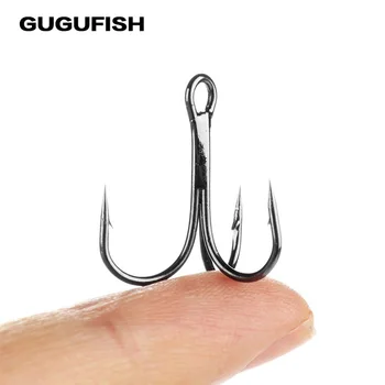 

GUGUFISH 20pcs/ Set Treble Fishing Hooks Carbon Steel Barbed Fishhooks Super Sharp Triple Hooks Sea Tackle Accessories with Box