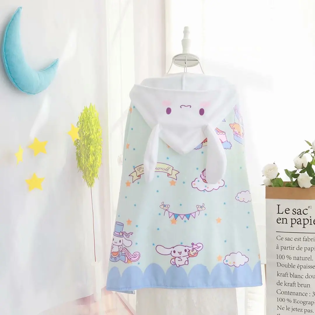 Мультфильм Sanrio, Hello Kitty с рисунками из мультфильма «My Melody Cinnamoroll PomPurin маленький Две звезды детское махровое полотенце халат пляжный халат Одеяло