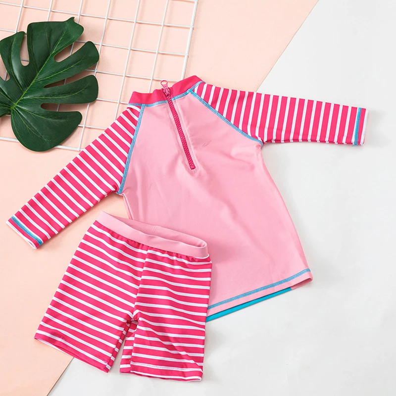 Girls Two Pieces Swimsuit Unicorn Cute Swimwear Bathing Suits 2-12 Years Pull On Closure Quick-dry Elastic Materia Child Suit
