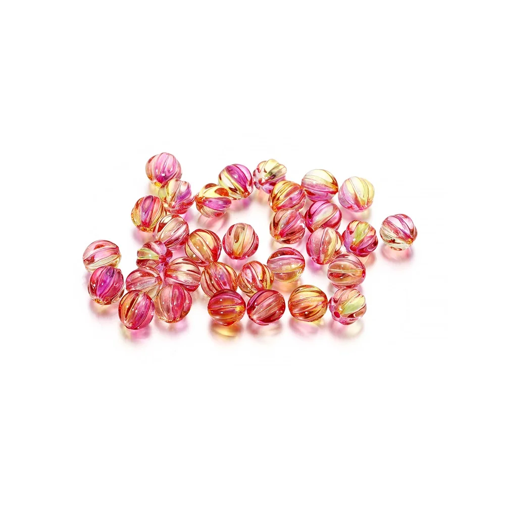 30Pcs Runde Kürbis Form 8mm Lampwork Acryl Lose Spacer Perlen Großhandel Handmade Für DIY Schmuck Machen Handwerk Liefert – Detail 6