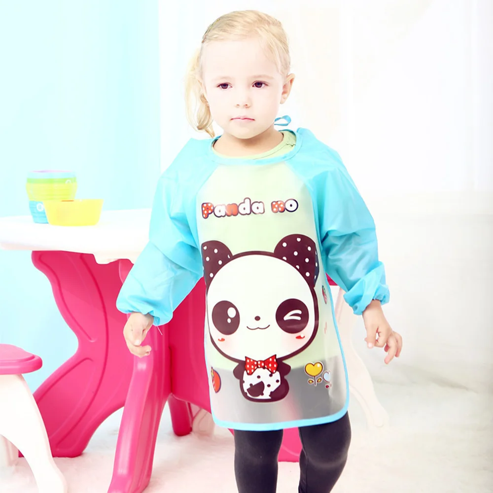 

Cute Cartoon Animals Baby Bibs Waterproof Colorful Children Bib Full Sleeve Bibs Children Apron Long Sleeve Feeding Bibs
