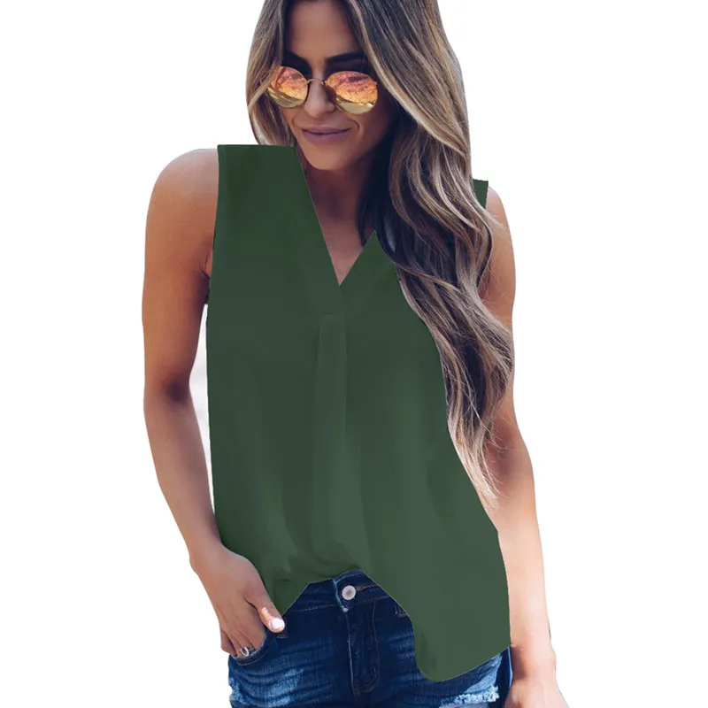Large Size Women White Shirts Fashion Casual S-5XL Sleeveless V-Neck Black Loose Blouse 2019 Summer Sexy Tops Plus size Blouses