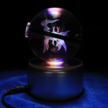 

New 3D Laser Pokemon Go Crystal Arceus Sculpture Ball With Led Light Base for Cartoon Souvenirs