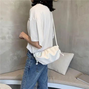 

2020 new PU soft face shoulder bag fashion solid color cloud bag casual personality crossbody bag