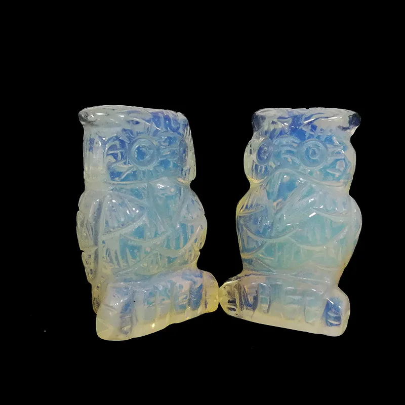Статуэтки Совы из опалита, нефрита, кристалла, статуя совы, ремесло, резные натуральные каменные минералы, мини статуя животных для домашнего декора