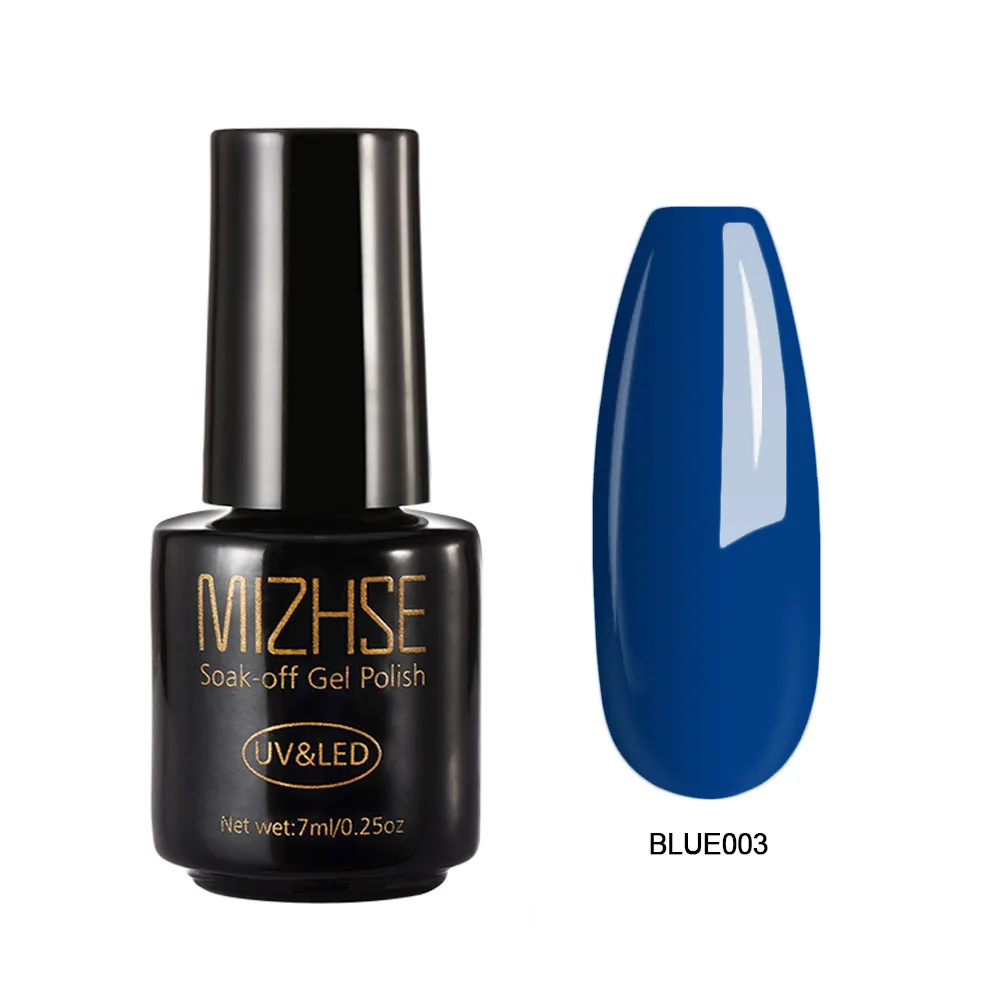 blue003 MIZHSE 7 мл Лак для ногтей великолепный Гель-лак для ногтей Vernis покрытие гель-лаки для ногтей Гель-лак Полупостоянный УФ-основа - Цвет: blue003