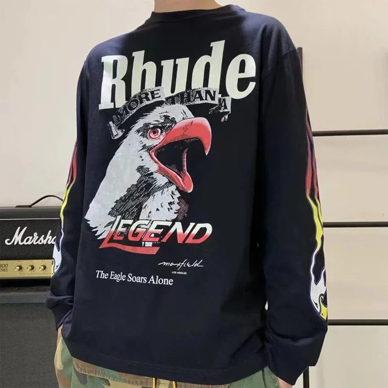 Футболка с длинным рукавом RHUDE x Maxfield для мужчин и женщин 1:1 лучшее качество