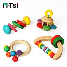 N-Tsi деревянные детские погремушки, игра для прорезывания зубов, Детские Музыкальные Развивающие игрушки для детей, подарок для новорожденных 0-12 месяцев