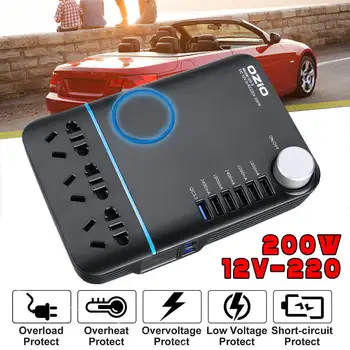 

Ozio 200W Car Power Cigarette Lighter Inverter DC 12V To AC 220V Converter Charger Adapter Transformer Lighter Socket USB Output