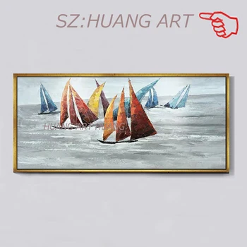 

New Arrival Boat Ship Picture Wall Decor Art Hand Painted Seascape Oil Painting Canvas Wall Picture Art For Living Room N