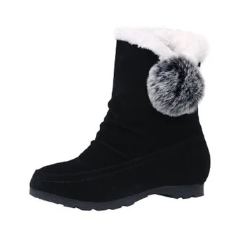 

2019 winter new women's fashion short boots wild warm plus fluff ball short tube increase women's boots Korean version