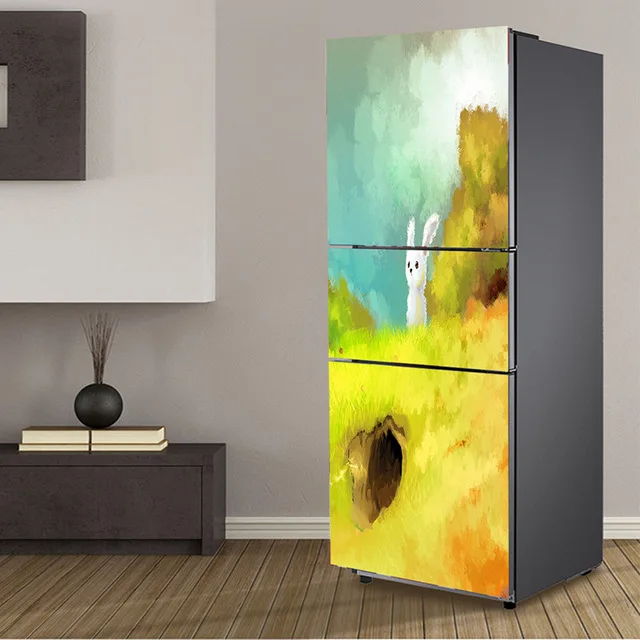Обои ремонт DIY ПВХ мультфильм рыба кошка самоклеющиеся Стикеры водонепроницаемый вход наклейка для домашнего декора печать художественная картина - Цвет: Fridge  YX10261-02