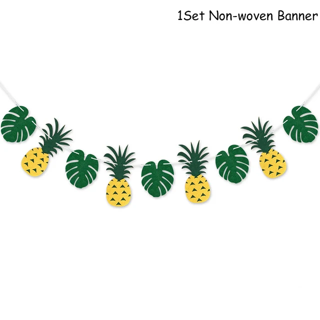 Hawaiian Party Decorations Palm Leaves Bunting Banner Luau Flamingo Summer Tropical Party Decoration Jungle Safari Party Ballons 1set felt banner