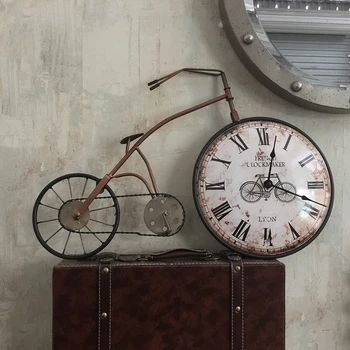 

Creative Bicycle Wall Clock Modern Design Shabby Chic Home Digital Wall Clock Silent Unique Clocks Wrought Iron Decorative 5C377