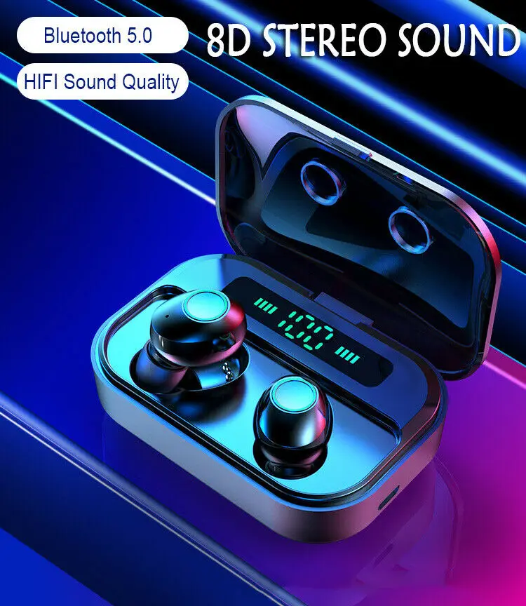 TWS 5 0 Bluetooth-наушники Гарнитура Мощный светодиодный дисплей Беспроводные наушники