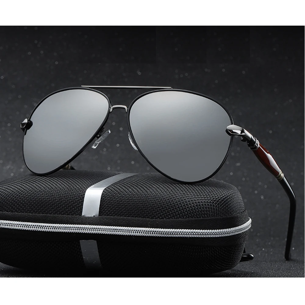 

2020 New Man Polarized Sunglasses Silver Metal Frame UV400 Mirror Lens Glasses With Box Size:62-51-136mm