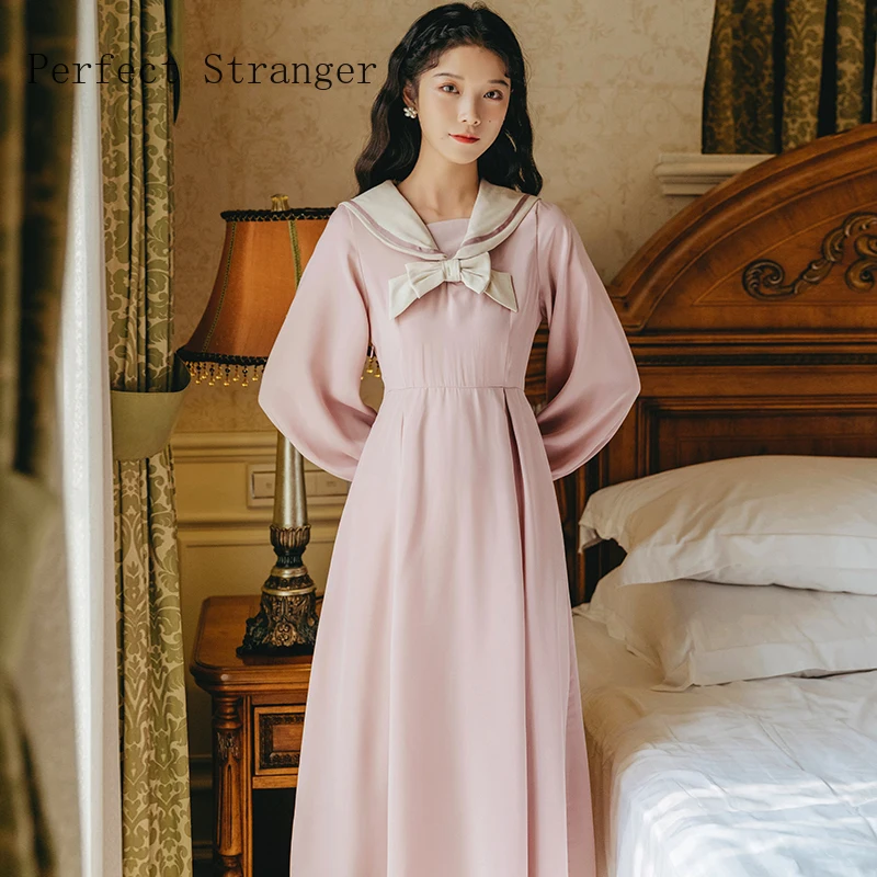 2020 Autumn Winter New Arrival Hot Sale Turn Down Collar Long Sleeve Women Long Dress