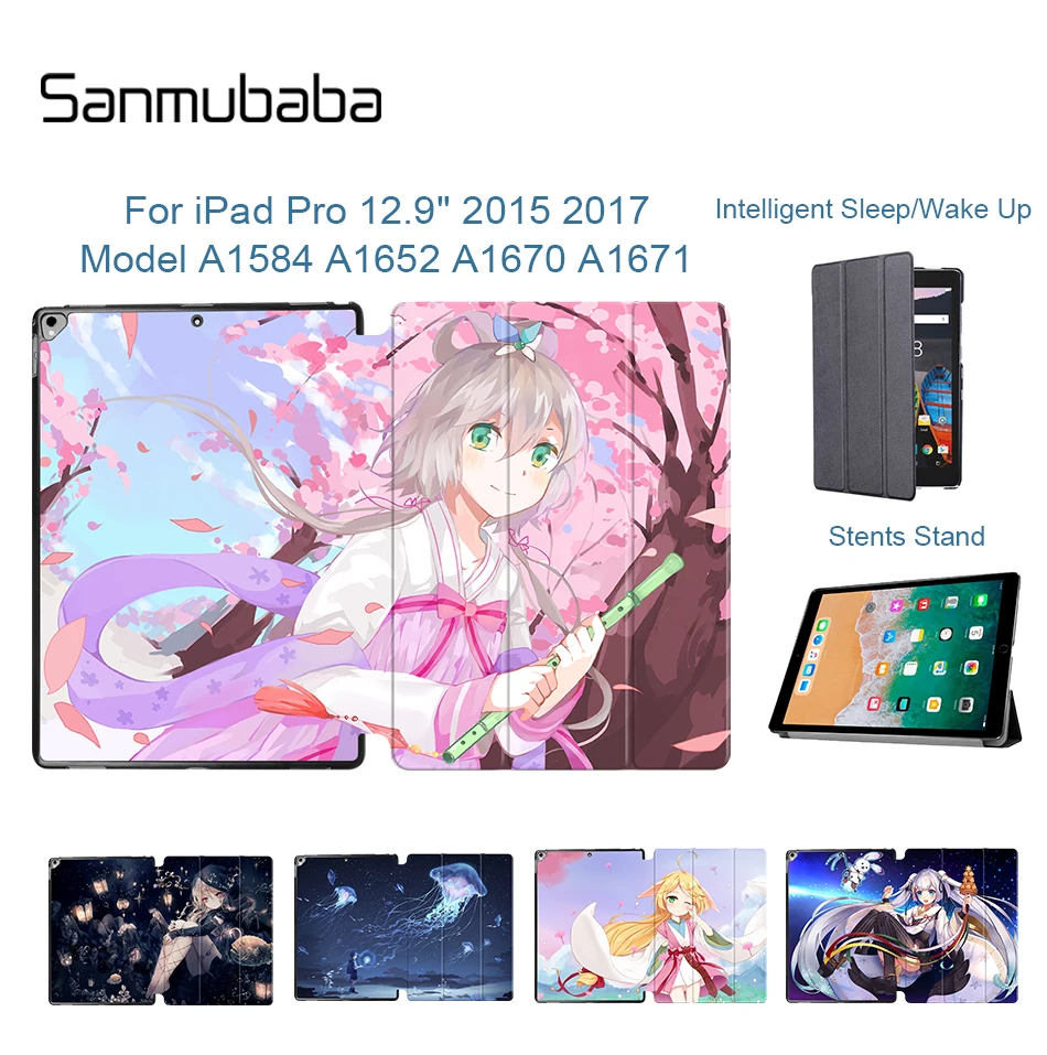 Sanmubaba Мультфильм Аниме Чехол для iPad Pro 12,9 '' тонкий PU кожаный флип стенд смарт-чехол для планшета Funda авто сна/Пробуждение