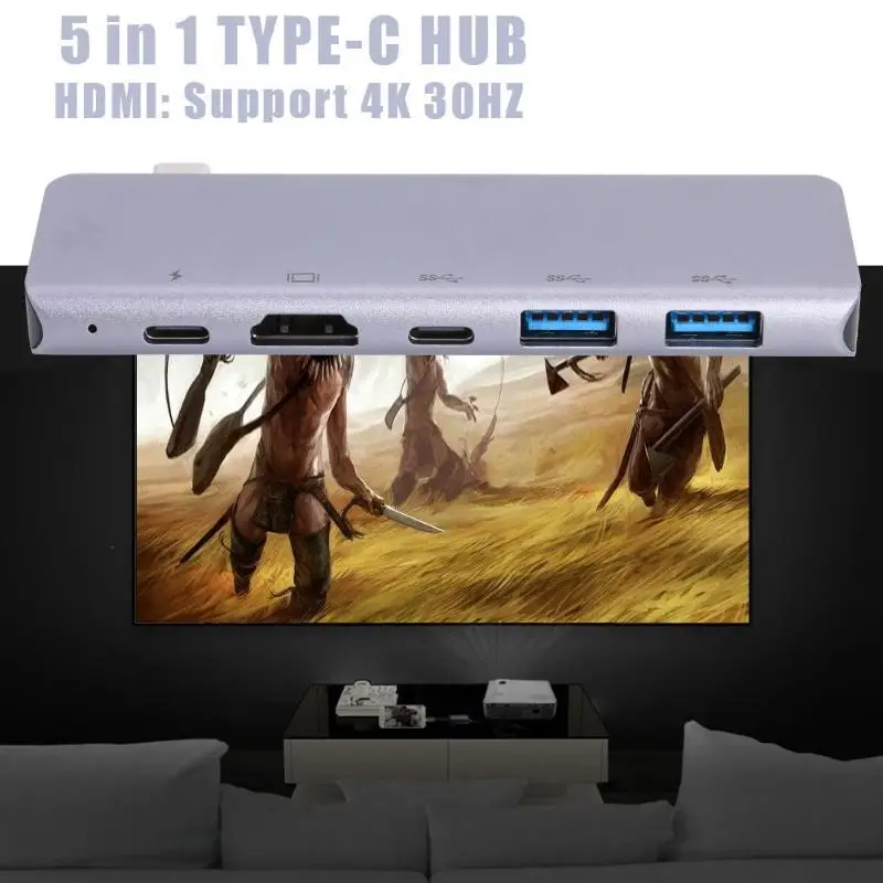 5 в 1 USB TYPE-C концентратор USB-C до 4K HDMI USB TYPE-C адаптер для ПК ноутбука