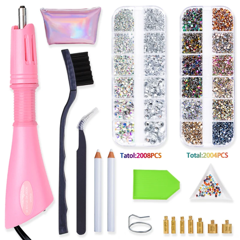 top Fabric & Sewing Supplies AAAA 4008-6016Pcs Hot Fix Rhinestones Set Crystal Glass Hotfix Rhinestone Applicator Iron-on Strass Rhinestone Heat-fix Tool Gun sewing and quilting supplies Fabric & Sewing Supplies