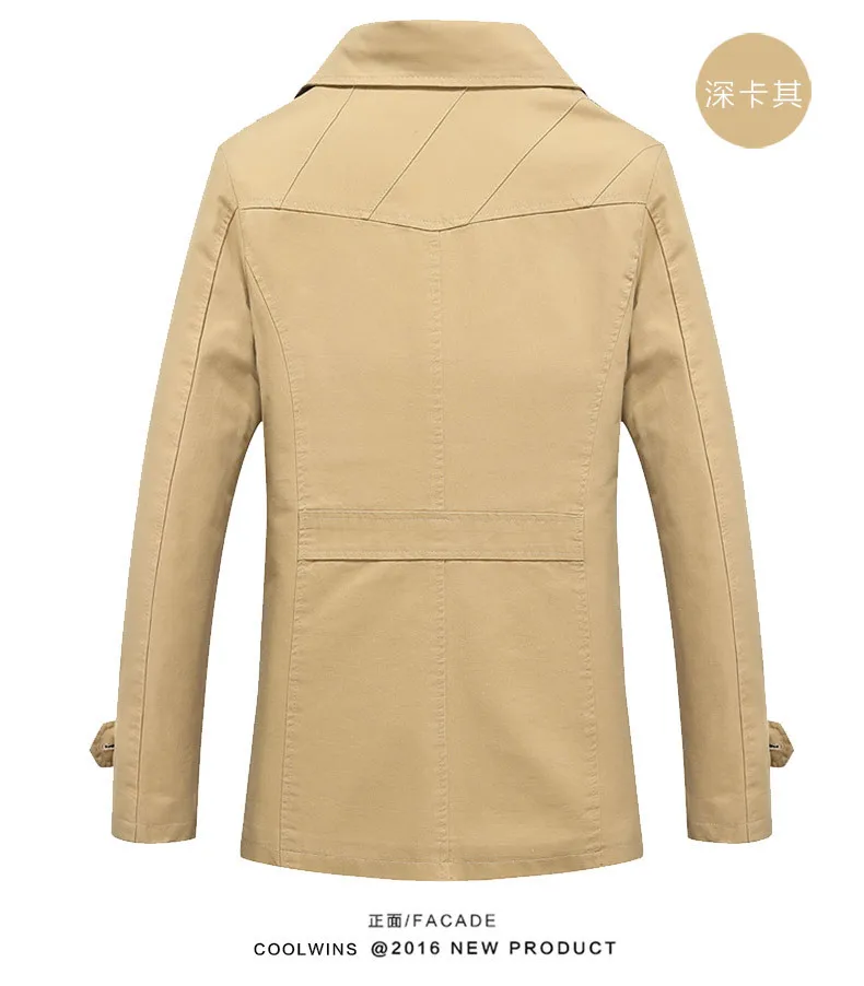 AliExpress, осенняя и зимняя мужская повседневная куртка, Тренч средней длины, пальто из чистого хлопка, Мужское пальто