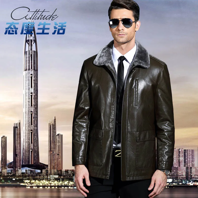 

Brand Fur 2018 Winter New Style Middle-aged Fold-down Collar Sheep Skin Thick Genuine Leather Clothes Coat