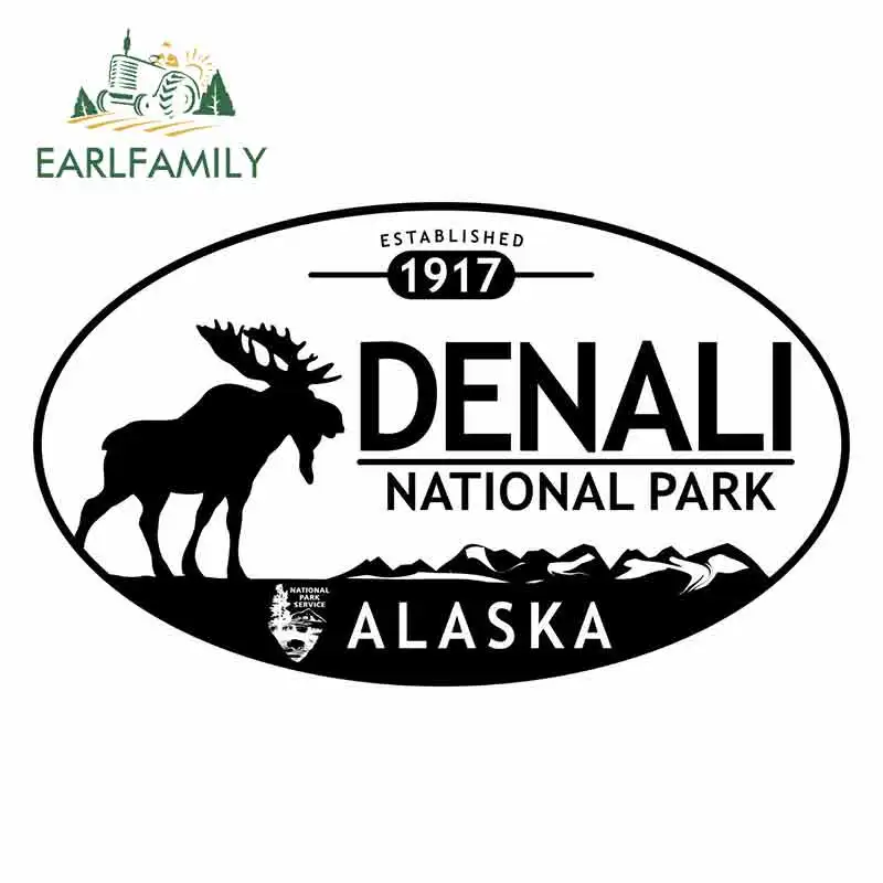 Earlfamily 13cm X 7.8cm For Denali National Park Alaska Moose Sign Car