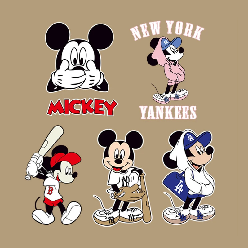 Disney Mickey Mouse Robbery Dress Up Heat Transfer Stickers Iron on Pathces  Appliqués On Clothes Custom Patch Free Shipping