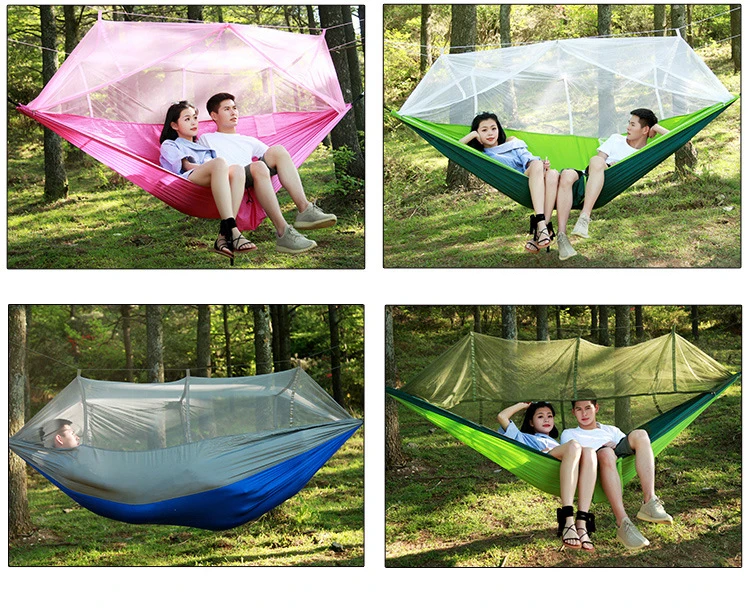 1/2 Person Camping Hammock with Mosquito Net Portable Hanging Bed Strength Parachute Fabric Sleep Swing for Garden ,Travel