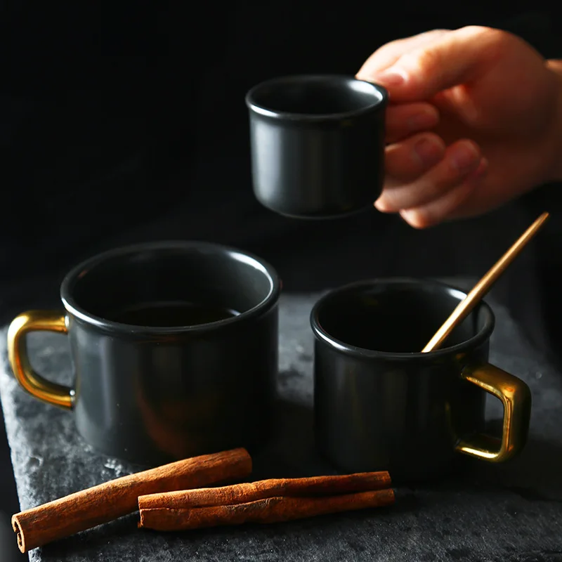 LEKOCH Gratitude and feedback Ceramic mark simple coffee cup shop gold handle matte concentrated Italian mocha | Дом и сад