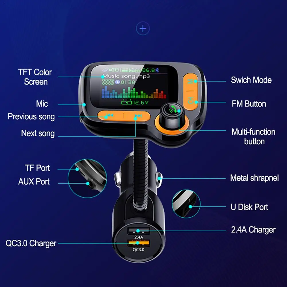 Автомобильный беспроводной Bluetooth FM Комплект передатчик QC3.0 быстрое зарядное устройство аудио приемник автомобильные аксессуары