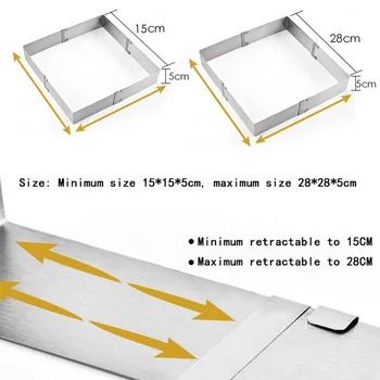 

Adjustable Mousse Ring Stainless Steel Cake Baking Mould Decorating Tool Cake Decorating Ring Adjustable Cake Mould