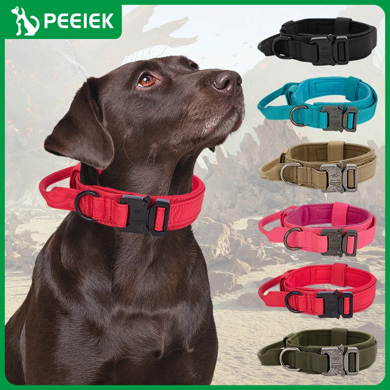 PEEIEK Military Tactical Dog Collar Medium Large for Walking Training