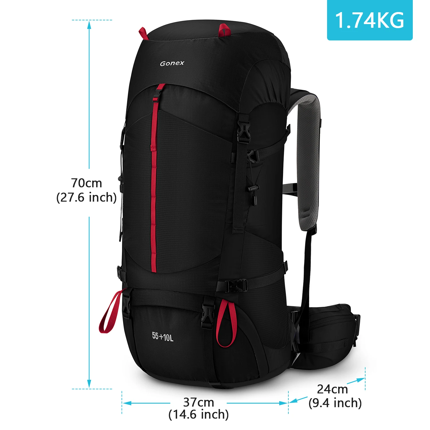 Gonex 55/65L альпинистский рюкзак сверхмощный Открытый походный рюкзак водостойкий рюкзак Кемпинг дождевик входит в комплект