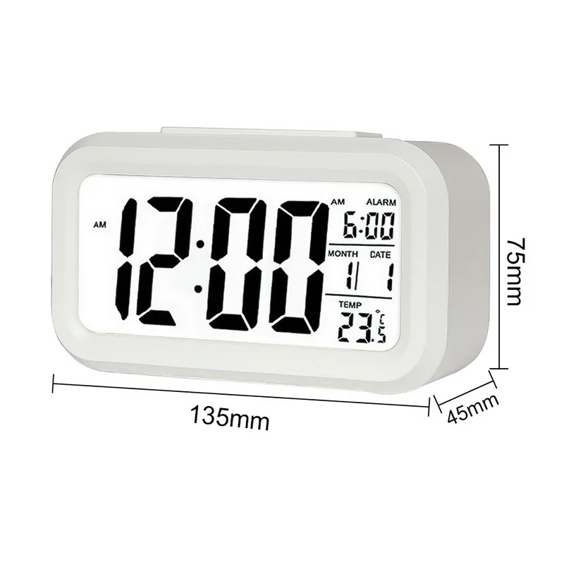 Alarm Clock LED Digital Alarm Clock Large Display with Calendar for Home Office Travel 135x75x45mm 1Pcs