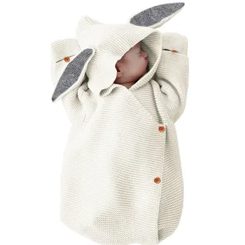 

Newborn Rabbit Ear Sleeping Wear Winter Infant Enveloped Style Knitted Swaddle Sleeping Bag Infant Boys Girl Nightwear Sleepwear