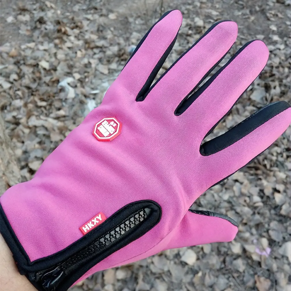 Ski Mountaineering Outdoor Zipper Fleece Gloves Full Finger Outdoor Waterproof Touch Screen Male Windproof Riding