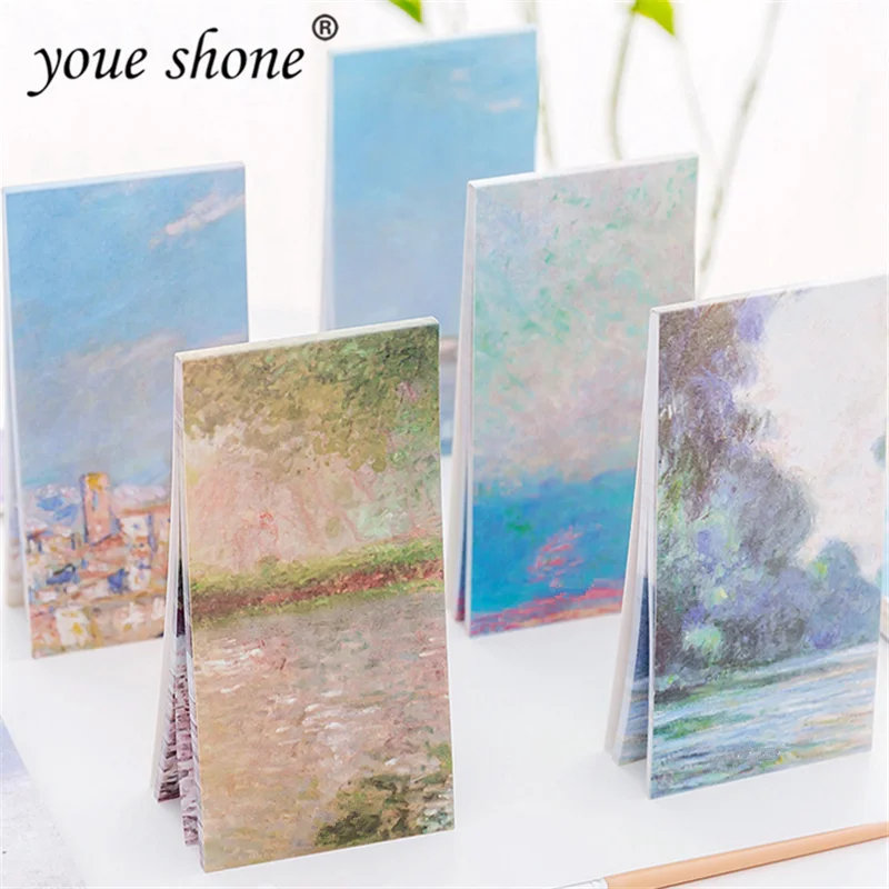 

1Pcs=50Sheets Creative Hand-painted Oil Painting Strip Can Tear Notebook Portable Plan Note Paper Book Notepad Size14*7cm