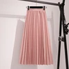 New 2022 Spring Pleated Skirt Women Casual Solid Korean Elastic High Waist Midi Skirts Womens Pink Black Skirt ► Photo 2/6