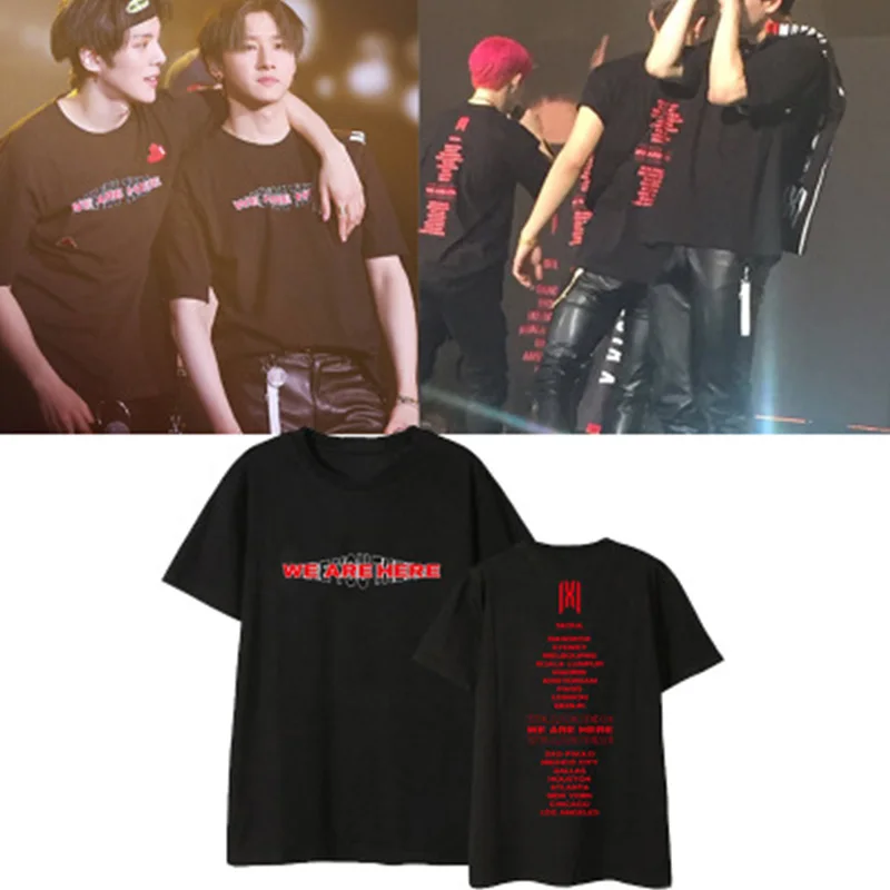

Monsta X World Tour We Are Here Concert Summer Short Sleeve T-Shirt Unisex Clothing New Album Alligator SHOWNU LJJ127