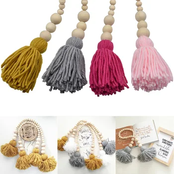 

Natutral Wooden Bead Kids Baby Nursery Room Decor Rustic Wedding Vase Ornament Wall Hanging