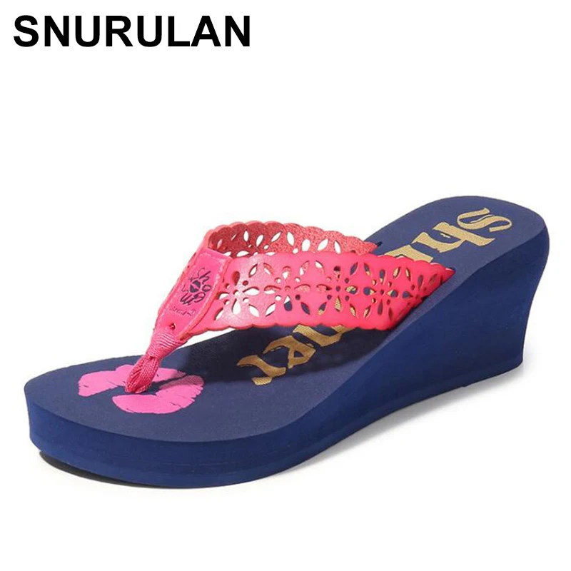 Сандалии SNURULANFashion женские на танкетке кожа платформа кристаллы элегантные