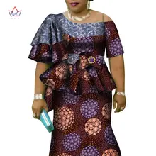 

African Ruffles Sleeve Print Tops and Skirt Sets for Women Bazin Riche African Clothing 2 Pieces Customize Skirts Sets WY4392