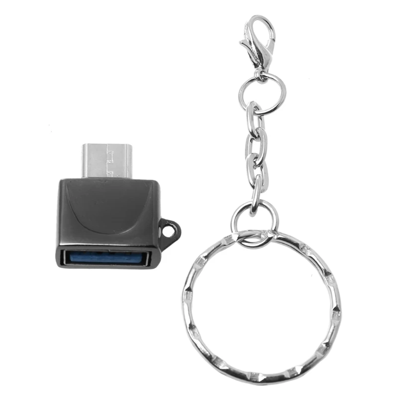 Мини металлический USB 3,1 type-C штекер к USB 2,0 Женский OTG адаптер данных с брелоком