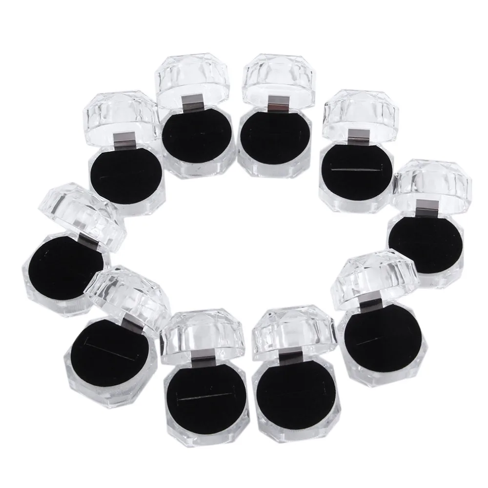 

10pcs Clear Acrylic Crystal Ring Earrings Display Boxes Storage Organizer Package Case Transparent Jewelry Box
