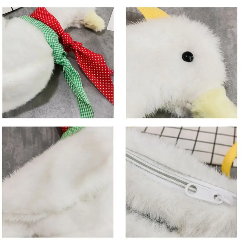 1PC Cartoon Duck Shoulder Messenger Bags Cute Plush Totes for Cosplay Costume Ball Adults Kids Stuffed Plush Toys Bags 3 Colors