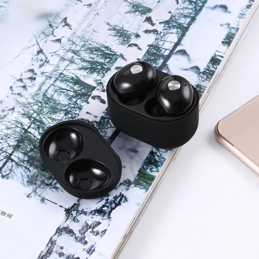 Мини Bluetooth наушники спортивные беспроводные стерео музыкальные наушники-вкладыши с шумоподавлением с микрофоном с портативным зарядным устройством