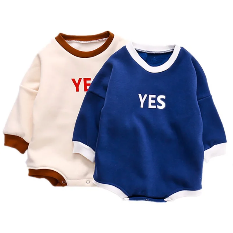 

Baby Girls Boys Long Sleeve Letters Print Thicken Velvet Rompers Autumn Infant Kids Bodysuit Outfits One-Pieces Bodysuits Cloth